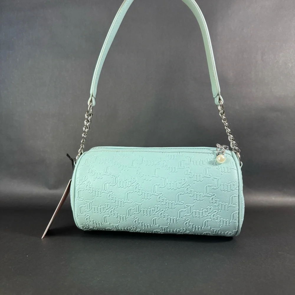 Juicy Couture YK2 String Of Pearls Roll Bag Pastel Turq - Rhinestone logo - Picture 4 of 8